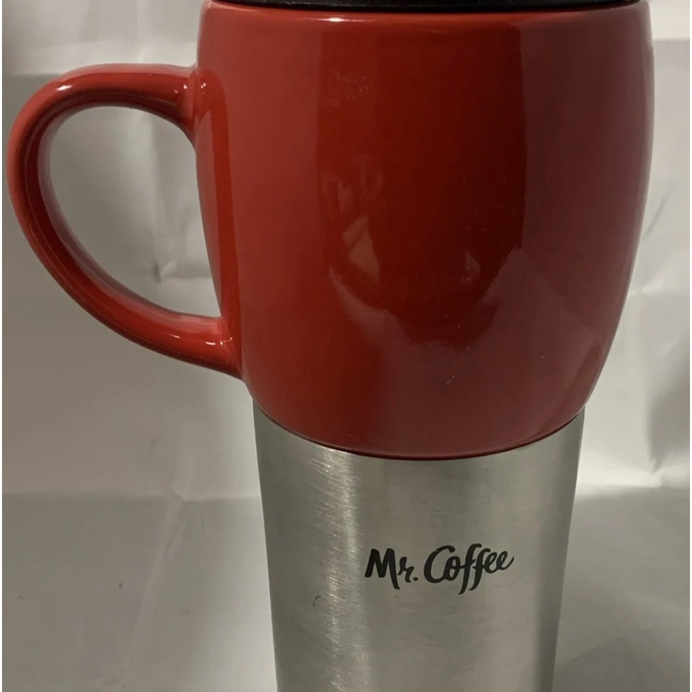 Mr. Coffee Traverse 16 oz. Red Stainless Steel and Ceramic Travel Mug an…